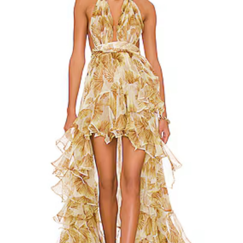 Bronx and Banco Gold Leaf High Low Dress